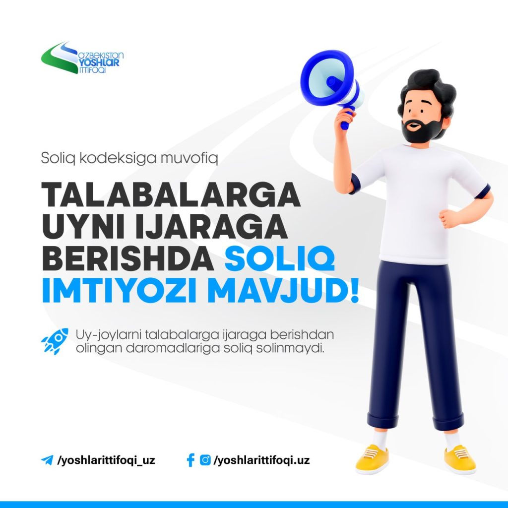 Talabalarga uyni ijaraga berishda soliq imtiyozi mavjud